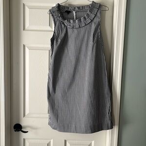 Talbots size 12 black and white checked sleeveless cotton shift dress